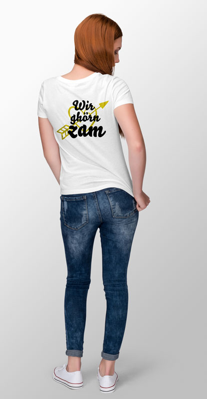 T-Shirt "Wir ghörn zam" bedruckt Männer und Frauen - Partner